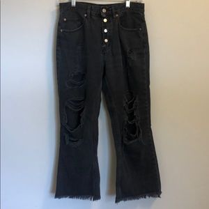 BDG ripped kick flare high rise cropped